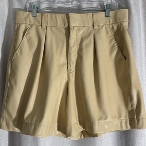 Abercrombie & Fitch Vegan Leather High Waist Shorts in Tan